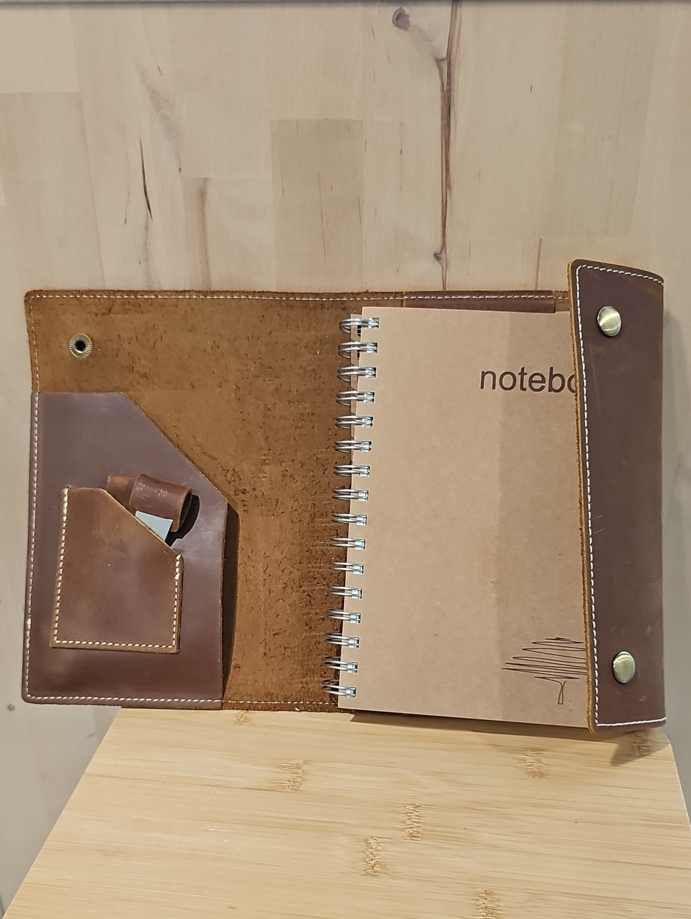Genuine Leather Refillable 5x8 Notebook Cover Folio for Men & Women - Brown
